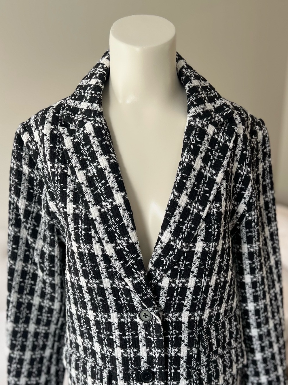NWT New York & Company Black & White Tweed Boyfriend Blazer